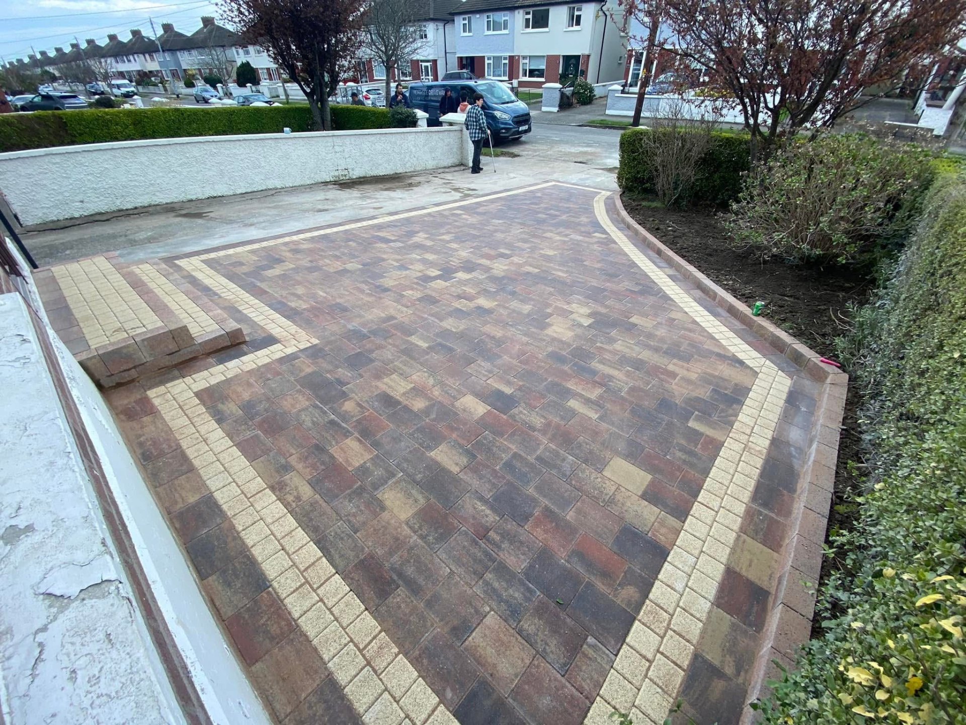 Wide block paving driveway with double parking bays in Dublin 15
