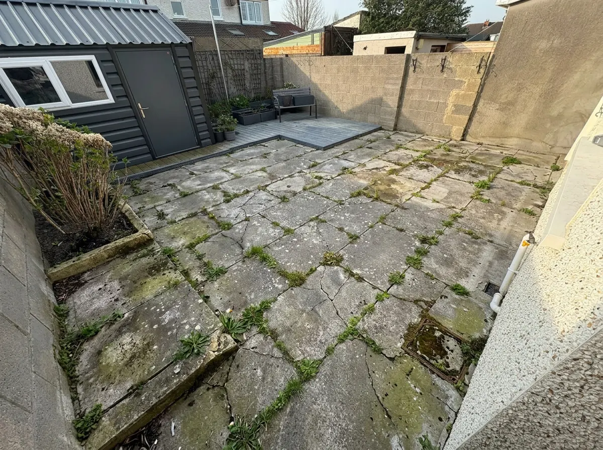 Before: old worn driveway