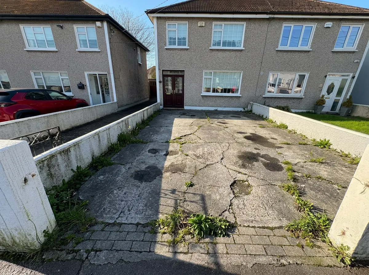 Before: old worn driveway